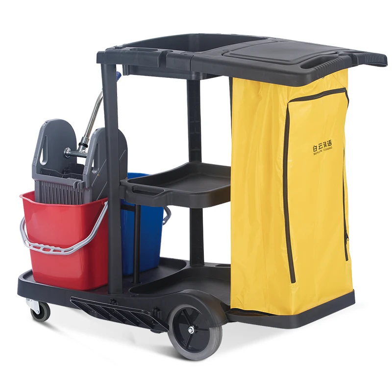 Multifunctional Restaurant Attendant Cleaning Cart Cleaning Service Cart for Hotel  Housekeeping Trolley