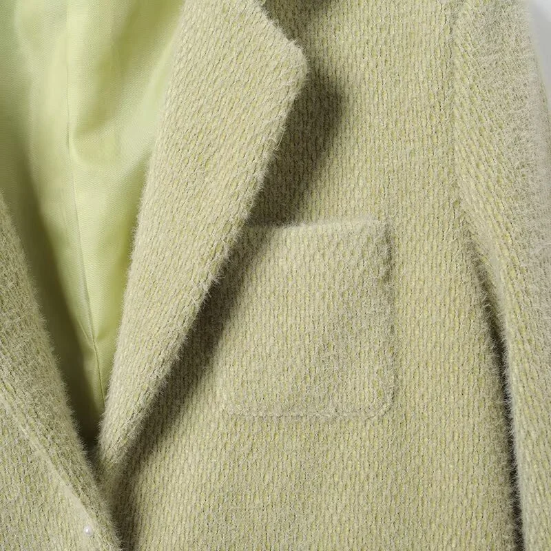 2025 Autunno/Inverno delle nuove donne Pendolarismo Stile Allentato Risvolto a maniche lunghe Giacca da abito casual in pelle scamosciata con bottone singolo