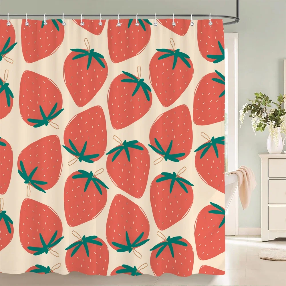 Summer Fruit Shower Curtain Exotic Yellow Lemon Flower Green Leave Pattern Design Fabric Waterproof Bathroom Decor Bath Curtains
