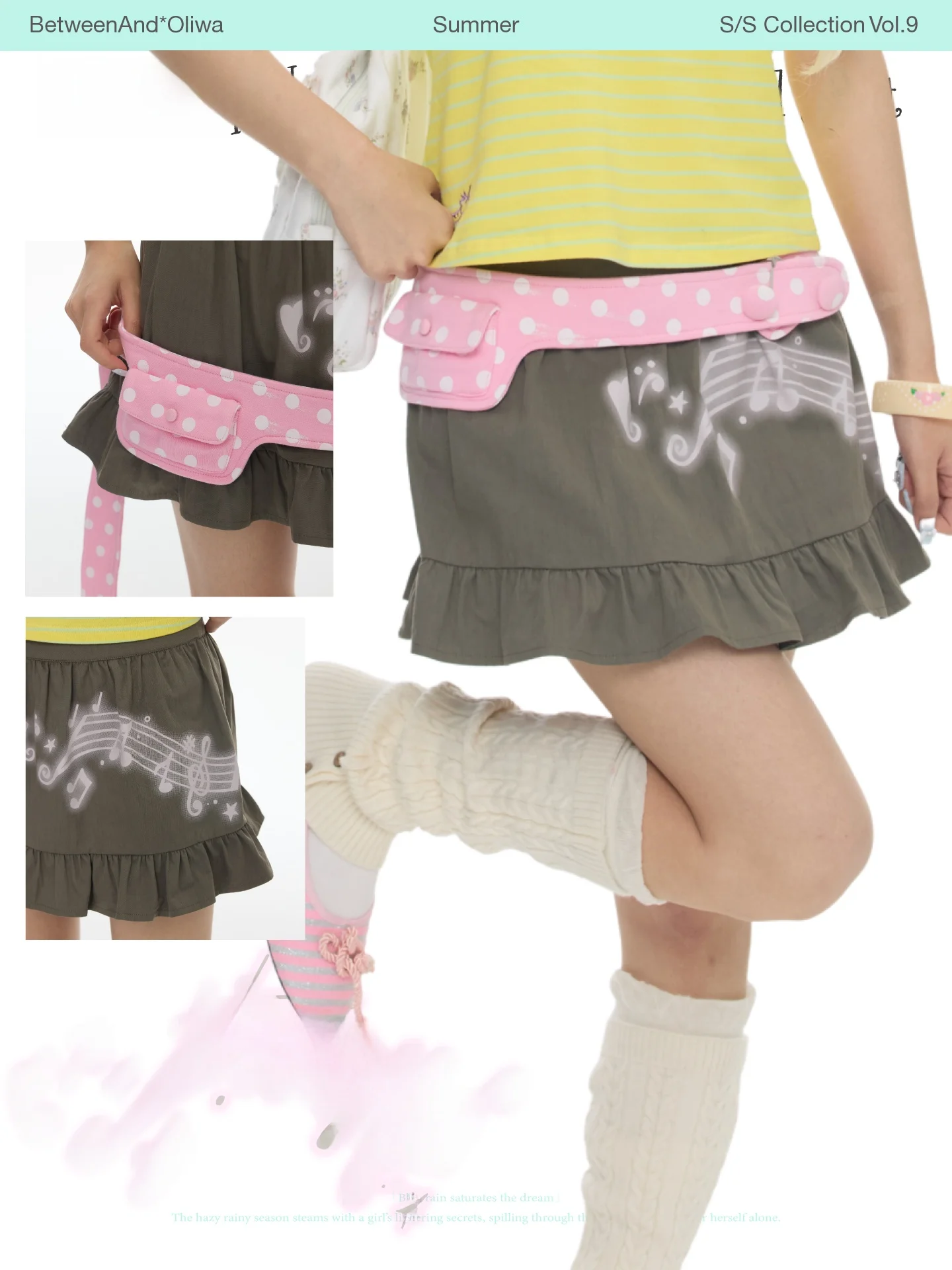 BENAND Polka Dot Waist Short Skirt for Women Summer Party Latte Half Body Slimming Skirt Casual High Waist Polyester Cotton