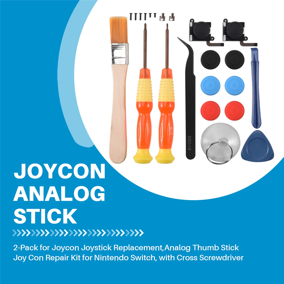 New 2-Pack for Joycon Joystick Replacement,Analog Thumb Stick Repair Kit for , with Screwdriver
