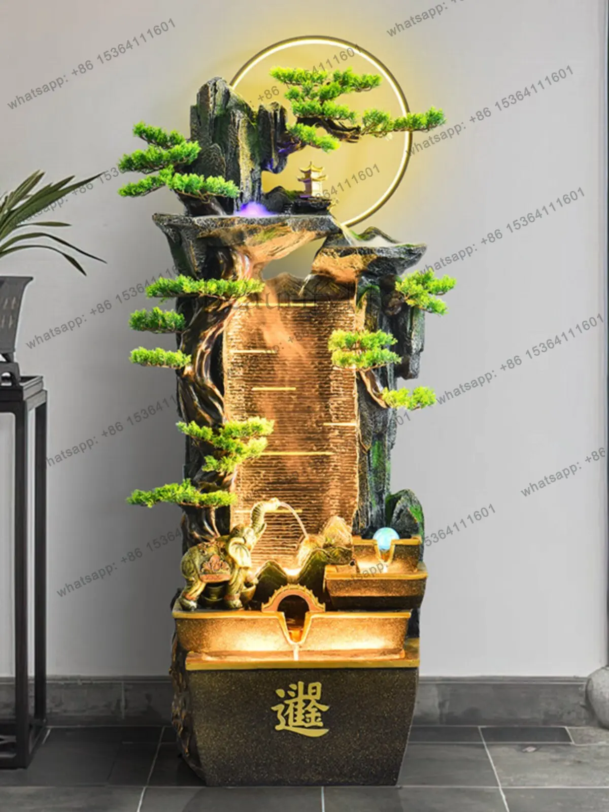Lucky rockery flowing water ornament circulation fountain living room decoration office water feature landing