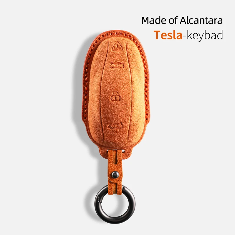 

Alcantara Car Key Case Cover Holder Shell Full Protector Fob For Tesla Model 3 Model S Model X Auto Accessories