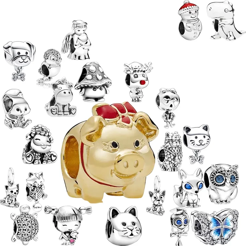 

Новая горячая распродажа, женские ювелирные изделия своими руками, подходят для оригинального дизайна: розовая гусеница и золотая подвеска в виде свиньи, для браслета и ожерелья