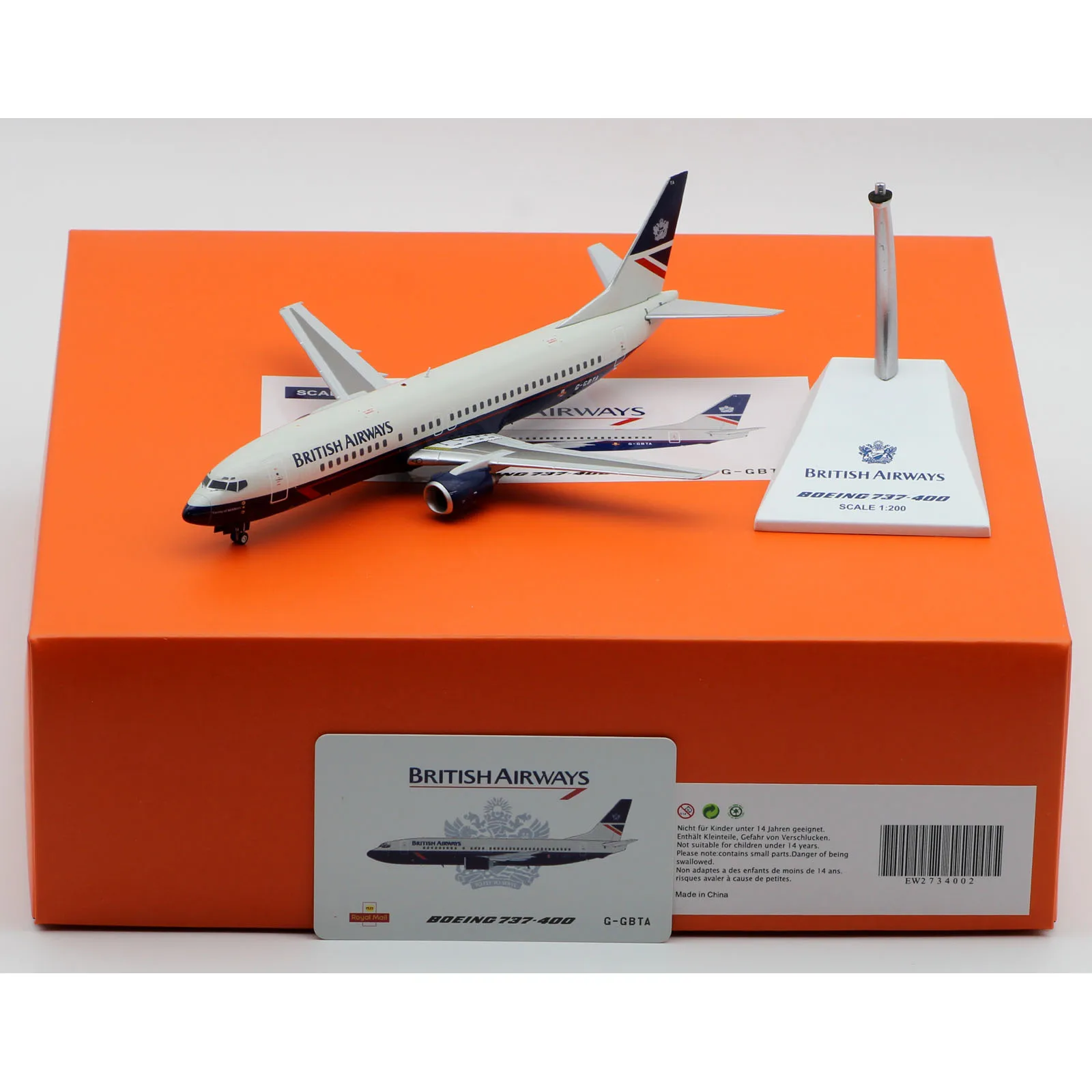 

EW2734002 Alloy Collectible Plane Gift JC Wings 1:200 British Airways Boeing B737-400 Diecast Aircraft Jet Model G-GBTA