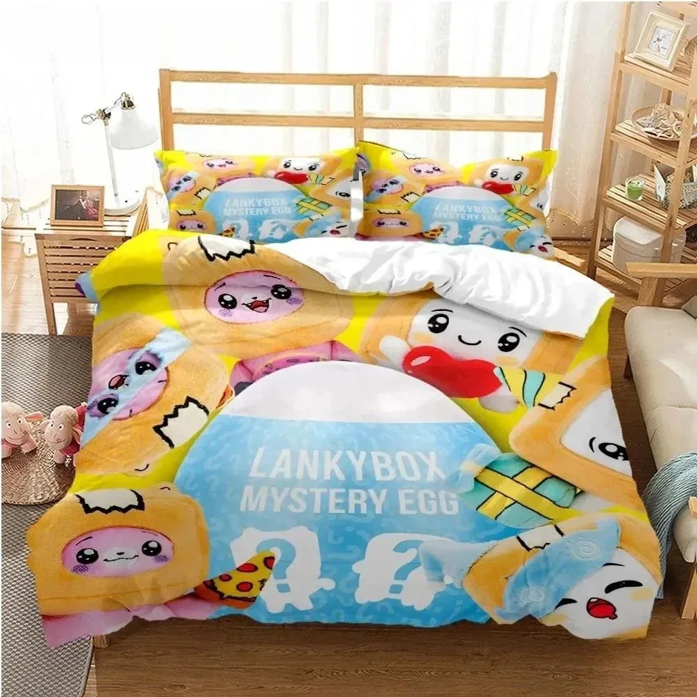 

Cartoon L-Lankybox Bedding Sets 3D Printed Quilt Cover and Pillowcases Cute Foxy Boxy Duvet Cover Single Double Queen King
