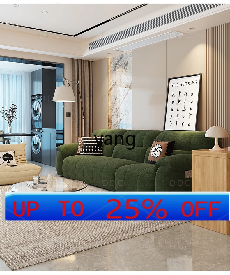 

Lhh cream wind straight row chenille flannel sofa fully dismantled and washed living room fabric sofa