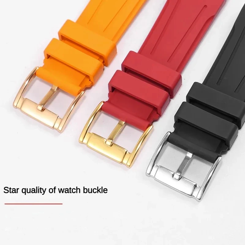 Universal Brands Curved Interface Fluoroelastomer Watch Strap With 20/21/22mm Soft Needle Clasp Watchband