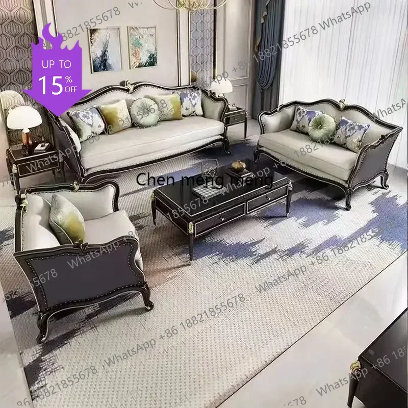 

M53 Luxury Leather Living Room Sofas American Modern Solid Wood Living Room Sofa Elegant Ergonomic Muebles Postmodern