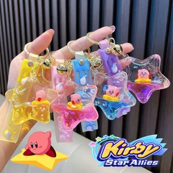 Kirby llavero colgante de bolsa de botella de arena movediza de dibujos animados para niños, accesorios de llavero de Anime para niña, decoración de bolsa de coche, regalo escolar