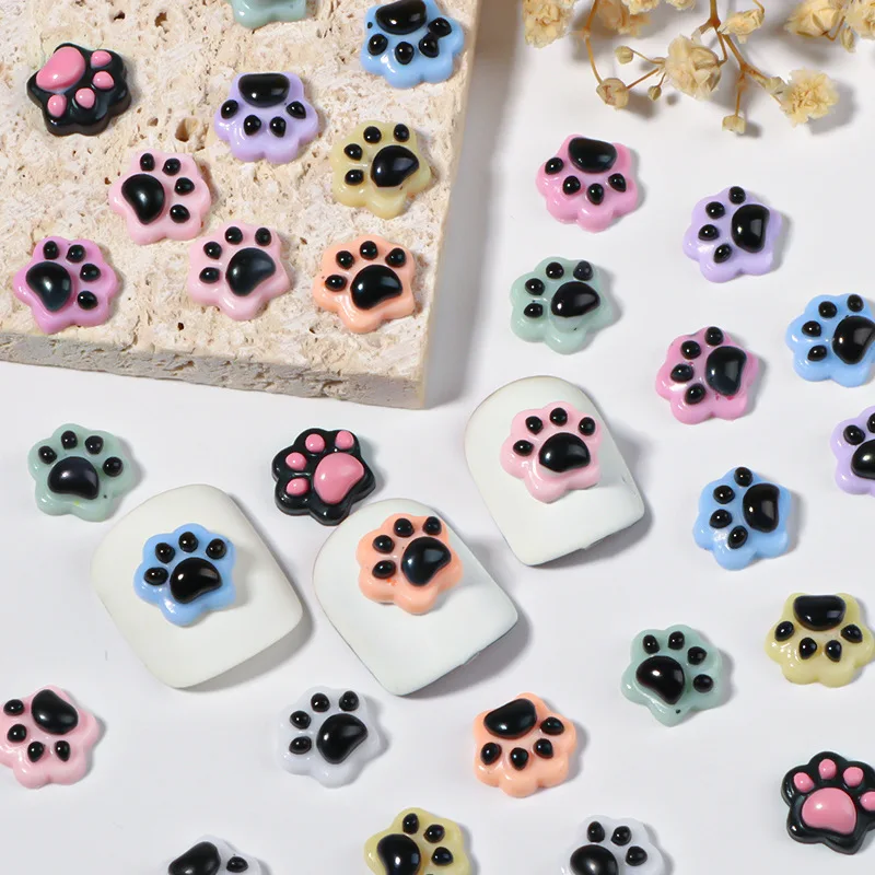 

30PCS Luminous Cat Paw Nail Art Charms Parts Kawaii Accessories For Manicure Glow In The Dark Nails Decoration Supplies Material