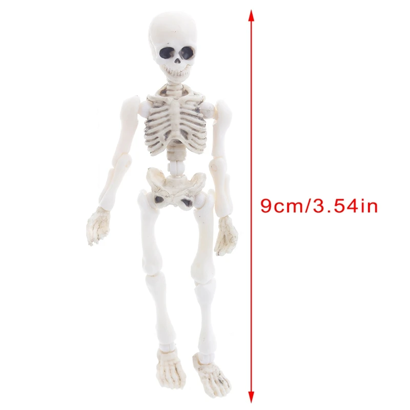 Esqueleto de Mr. Bones móvil, modelo humano, Cráneo, cuerpo completo, Mini figura de juguete, Halloween