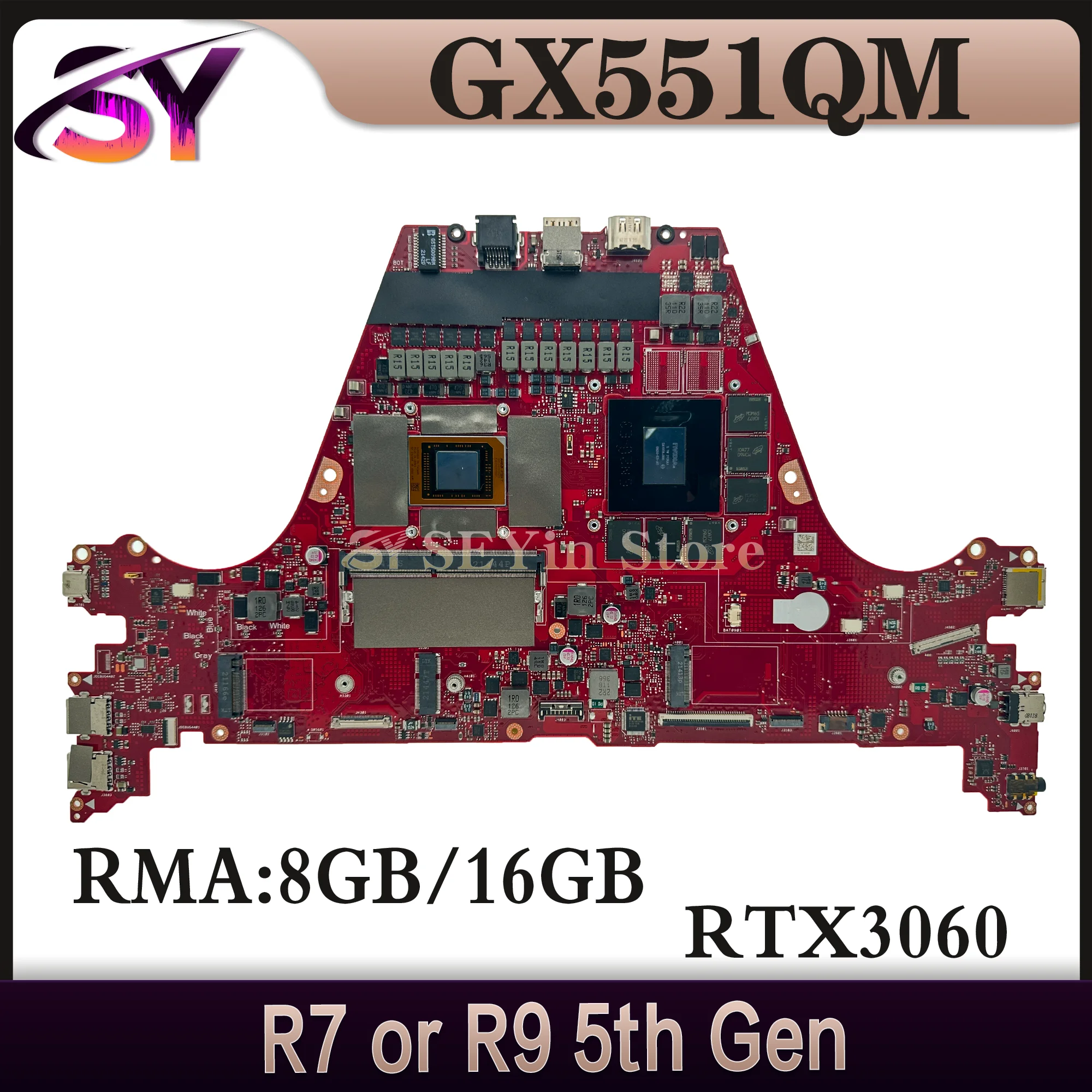 GX551QS Mainboard For ASUS GX551QR GX551QM GX551Q GX551 Laptop Motherboard R7 R9 5th RTX3060 RTX3070 RTX3080 RAM-8GB/16GB