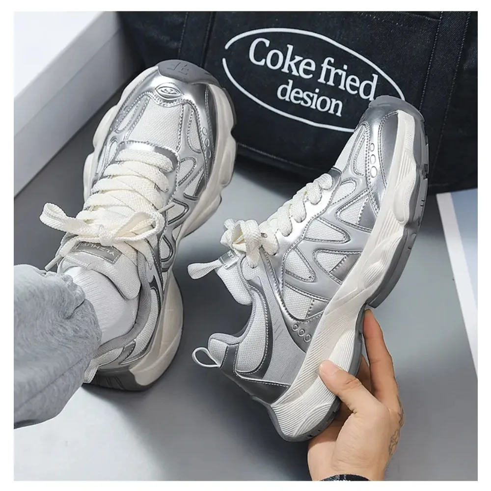 

2026 Summer New Women's Distressed Platform Sneakers Block Versatile Height Couple Shoes Casual Sports Shoes Running Shoes