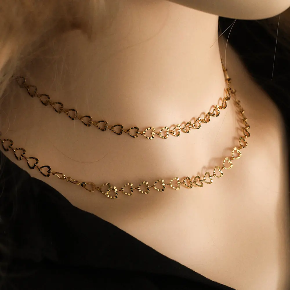 1M Width 6mm Stainless Steel Heart Plated Gold Chain Roll Chains for Jewelry Making Supplies DIY Necklace Wholesale Items Craft - Image 6