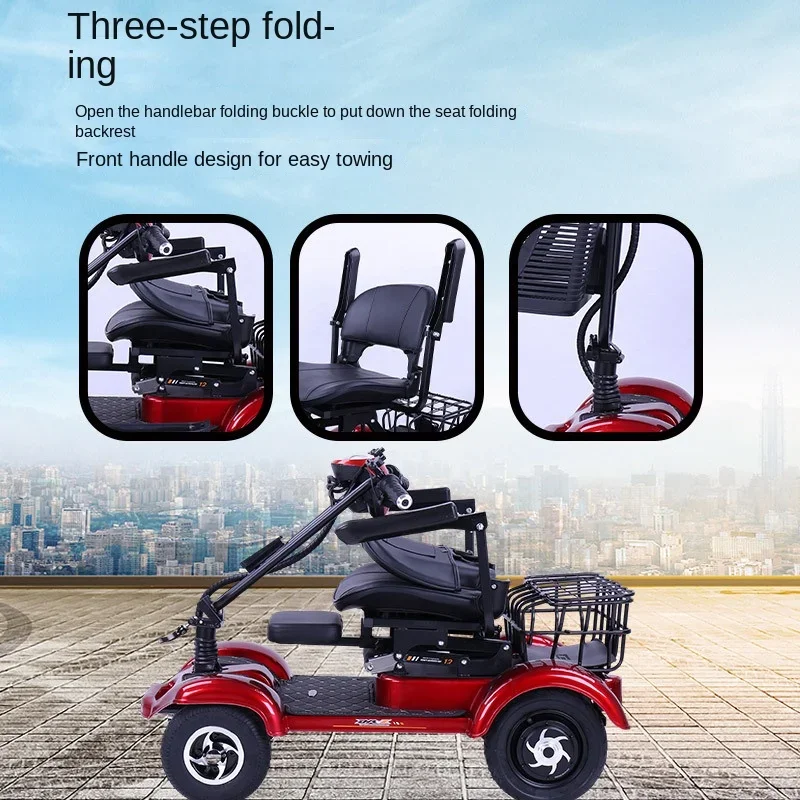 Export elderly scooter four-wheel electric vehicle adult scooter disabled foldable four-wheel single-drive vehicle