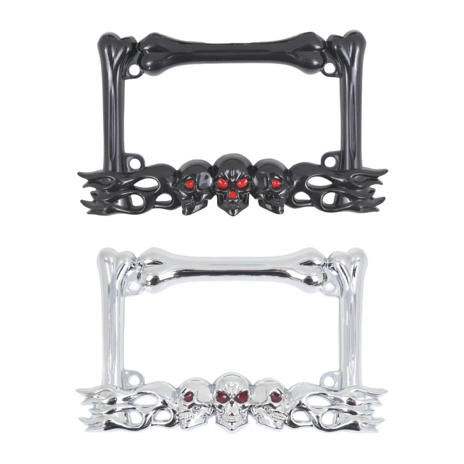 Skull Decor Motorcycle License Plate Frame Accessories Simple Assembly Motorbike Spare Parts Universal Fit 9x5.5inch Plastic
