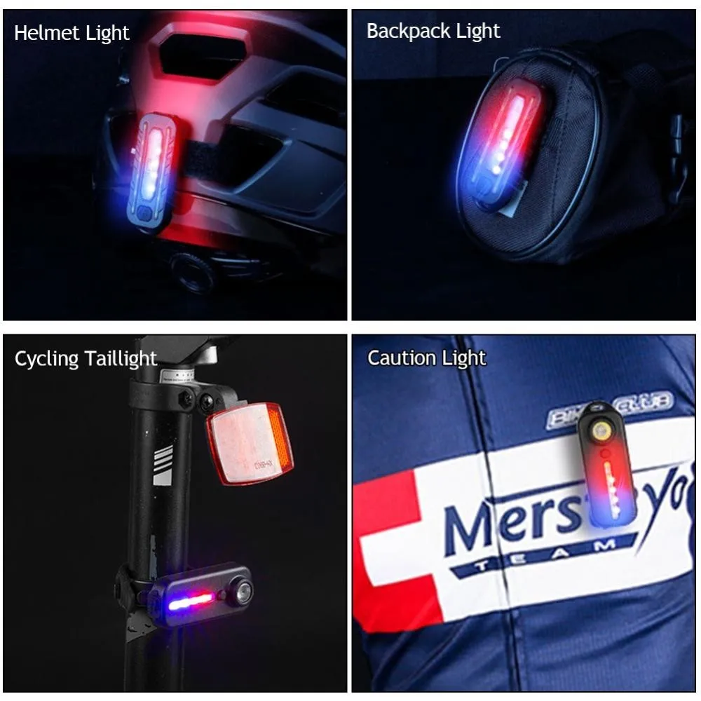 USB Rechargeable LED Red and Blue Shoulder  Light with Clip Flashlights Warning Safety Torch Bike Warn Lantern