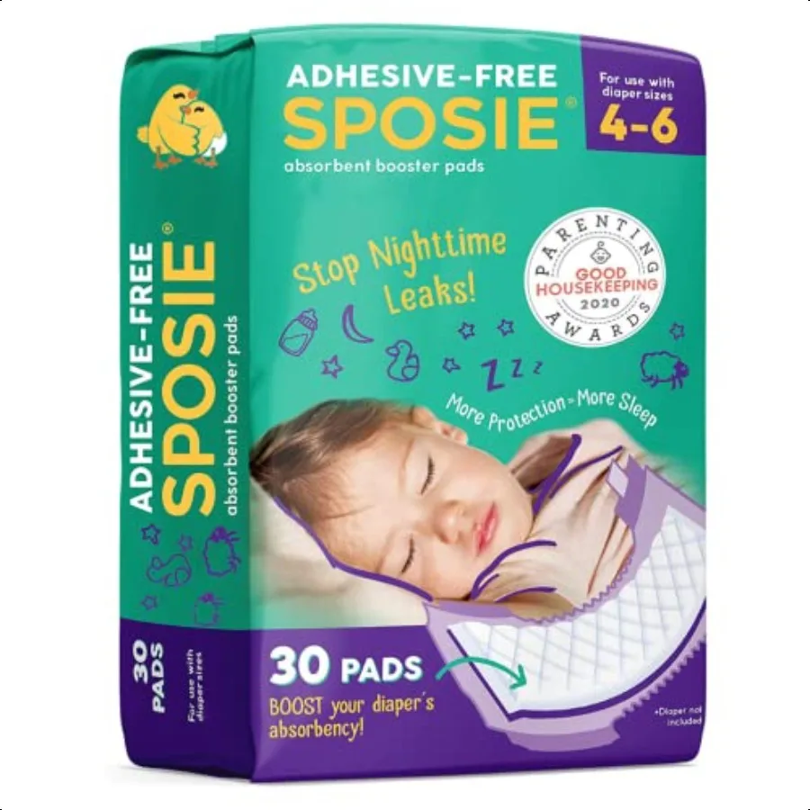 

Sposie Diaper Booster Pads Size 46 30 Count Hypoallergenic Dermatologist and Pediatrician Tested Fragrance Latex Chemical and C