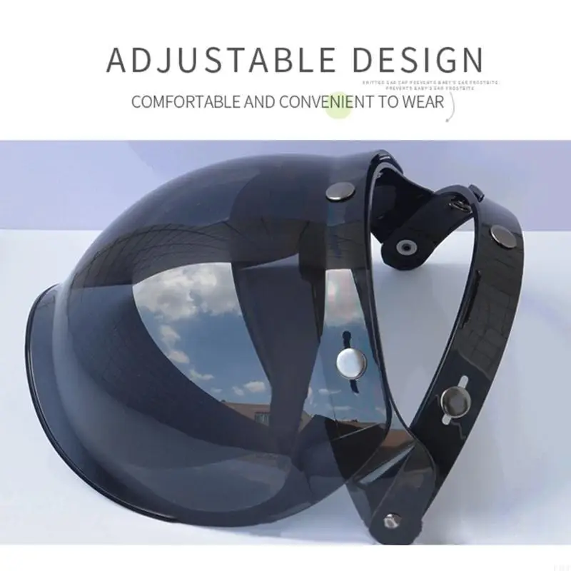 F1CF Motorcycles Helmet Visor Lens Windshield Replacement for 3-snap Vintage Helmet Bubble Visor Lens