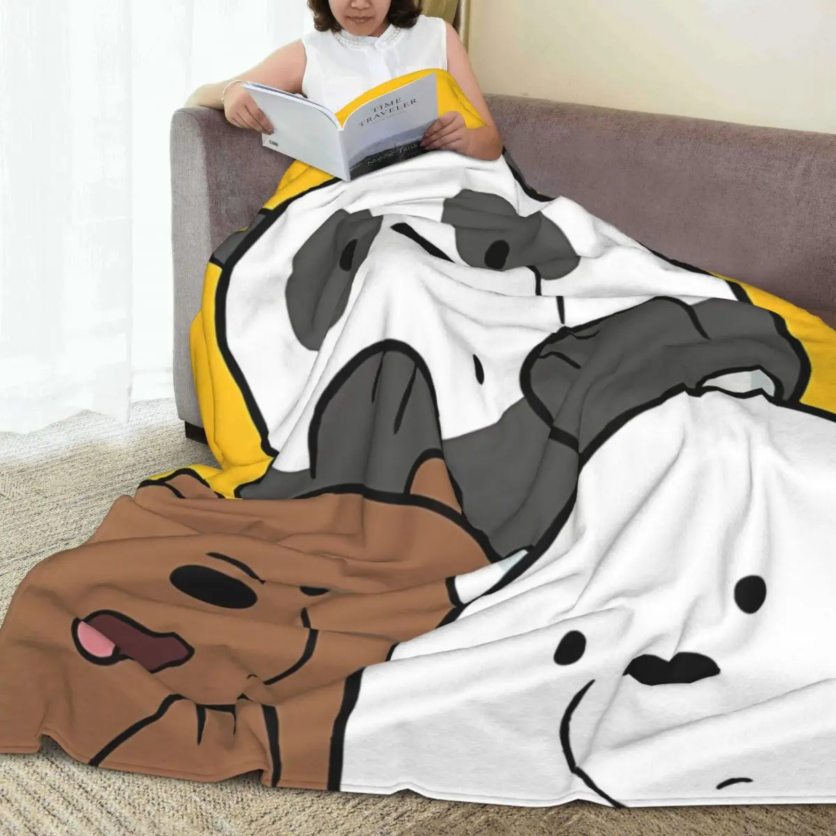 We Bare Bears Flannel Blankets Soft Durable Throw Blanket for Couch Chair Travel Office Novelty Bedspread Sofa Bed Cover