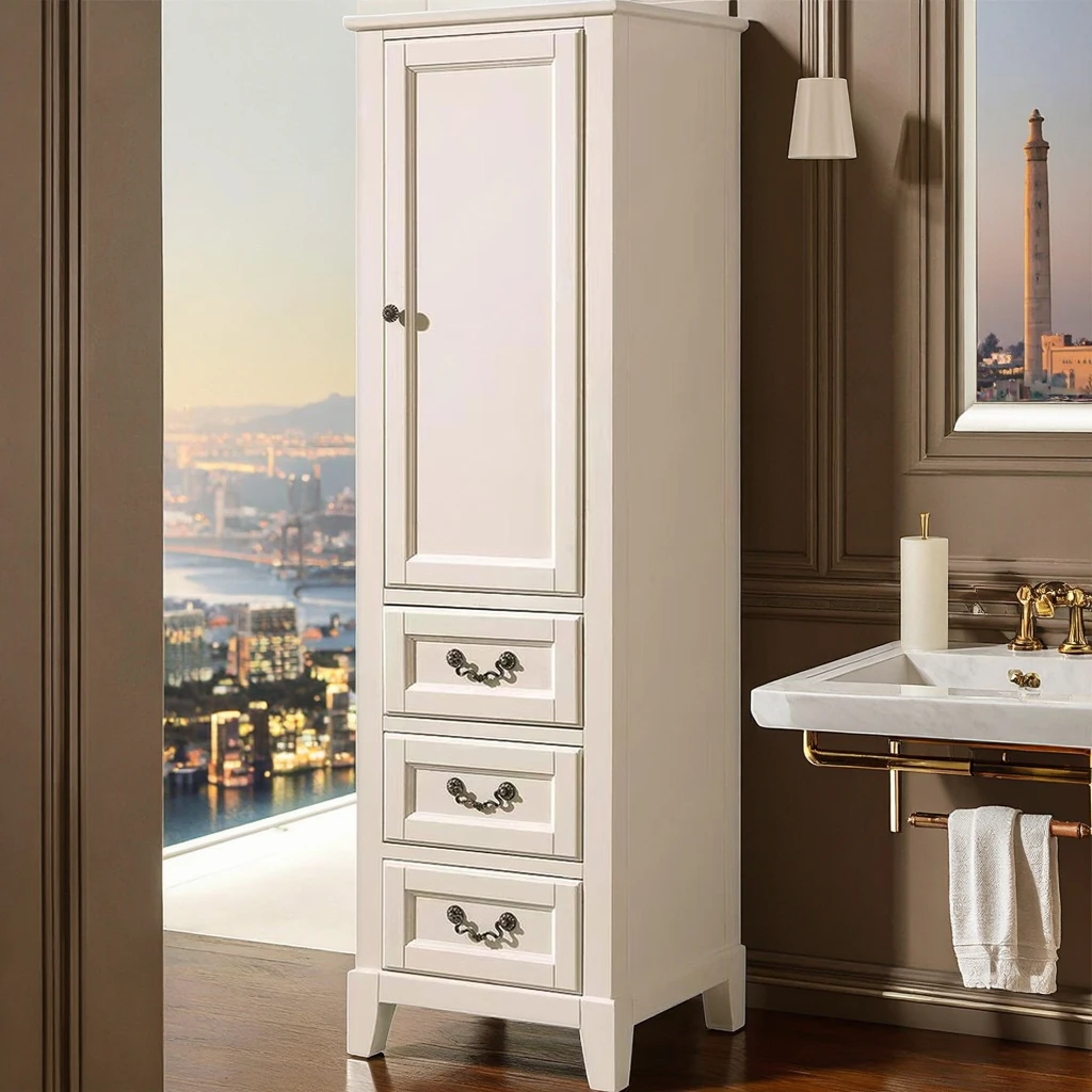 Custom Made Modern Design Bathroom Vanity Cabinet Solid Wood Plywood Carcase With Waterproof Features For Home Apartment Use