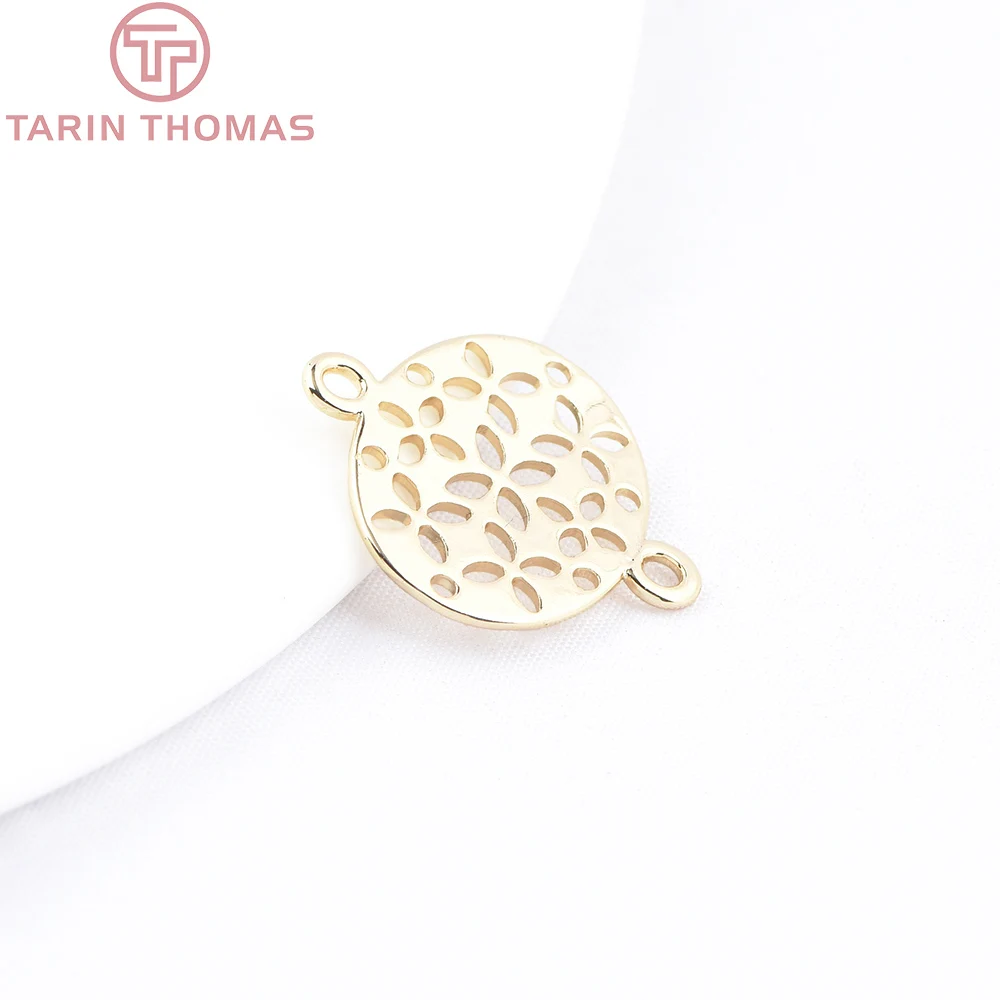(9764) 10PCS 17x19.5MM 24K Gold Color Brass Oval Hollow out Double Hole Pendants Hight Quality DIY Jewelry Making Accessories