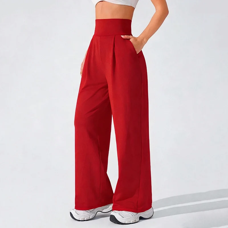 High-Waist Straight Leg Yoga-Hose für Damen – Frühling/Sommer Weite Beine Naked Feel Gym Leggings – Weiche Pilates Lauf- und Sporthose – Detail 11