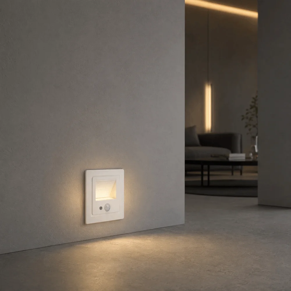 Warm White 3000K Corner Wall Lamp Motion Sensor IP65 Waterproof Recessed Step Light 3W 85-260V LED Step Light Basement
