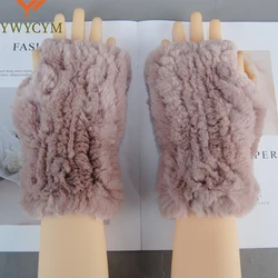 Lady Winter 100% Natural Real Rex Rabbit Fur Glove Women Soft Rex Rabbit Fur Glove Foashion Warm Knitted Genuine Fur Gloves