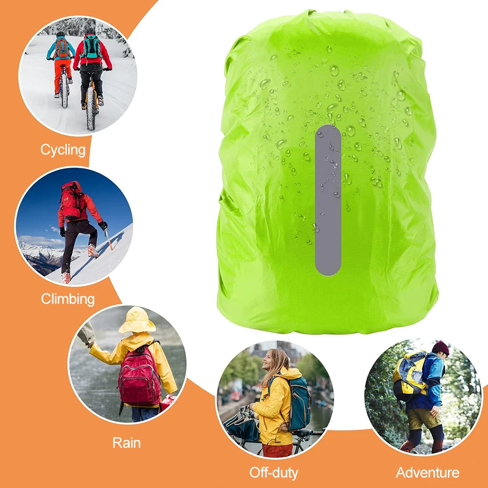 Reflective Waterproof Backpack Rain Cover Outdoor Sport Night Cycling Safety Light Rain Cover Case Bag Camping Hiking 10-70L