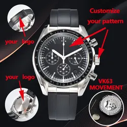 VK63 movement Japanese luxury men's quartz watch VK63 watch customizable logo timing code watch electronic multifunctional watch