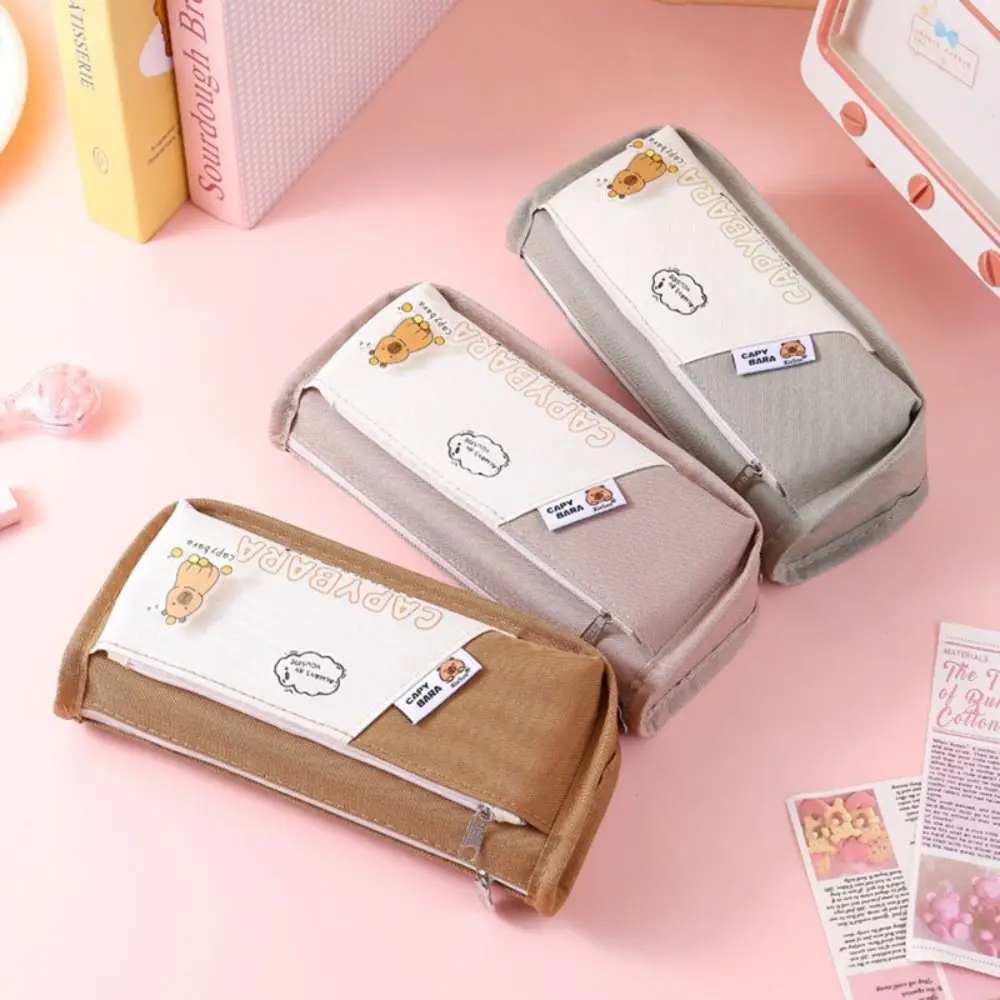 การ์ตูน Capybara ปากกากระเป๋า Double-Layer Back To School ของขวัญเครื่องเขียนกระเป๋าขนาดใหญ่ความจุดินสอนักเรียน