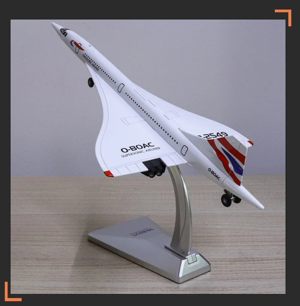 1:168 Alloy Concorde Supersonic Medium Range Transport Airplane Model Metal Passenger Civil Aircraft Model Sound Light Kids toy