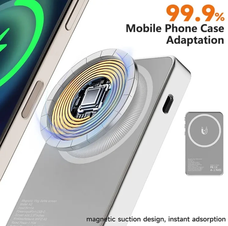 ホットセール A2 iPhoneとAndroidスマートフォン対応 磁気ワイヤレススマホVlog自撮りスクリーン