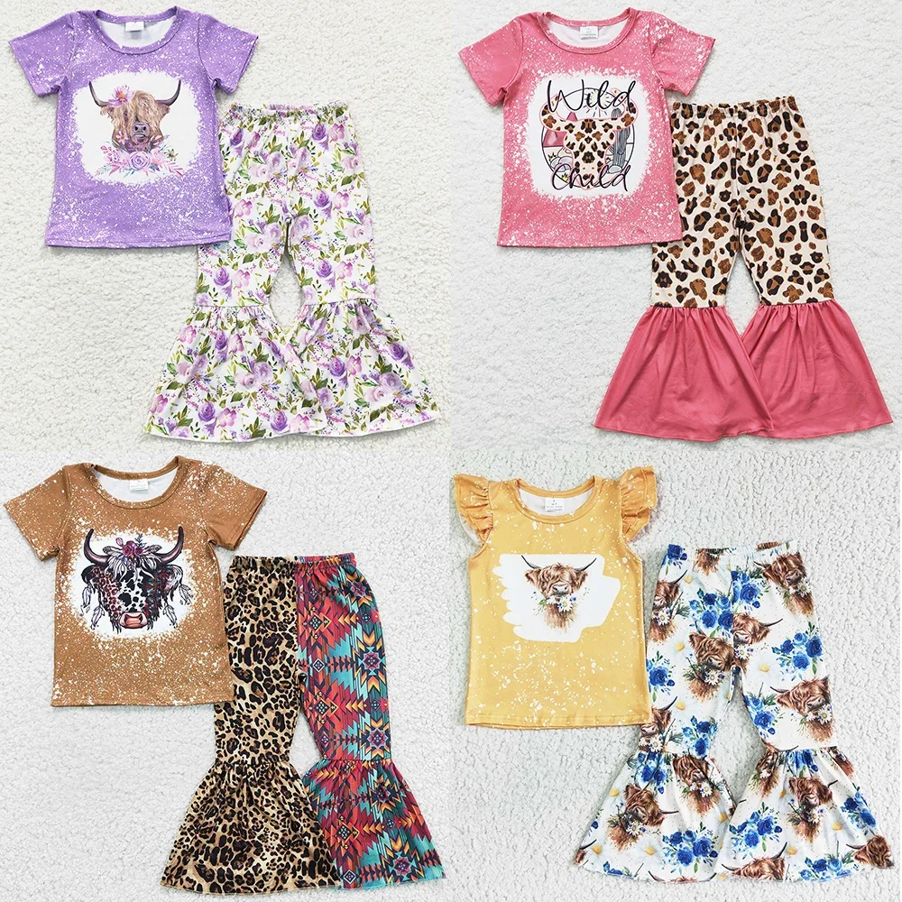 

Hot Sale Toddler Baby Girl Clothes Western Style Kids Girls Boutique Clothing Outfits Bell Pants Sets New Fashion Girls Clothes