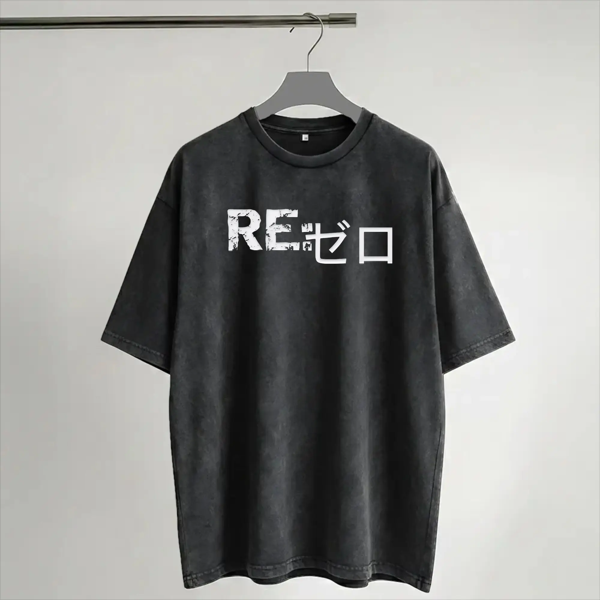 Summer Re:ZERO Starting Life in Another world Washed T Shirt Outfit Oversize T-Shirts  Men Women Tee
