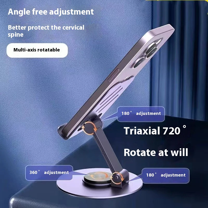 Metal Aluminum Alloy Phone Holder Foldable 360° Rotation Adjustable Table Phone Support Stand Holder for iPhone/Xiaomi/Samsung