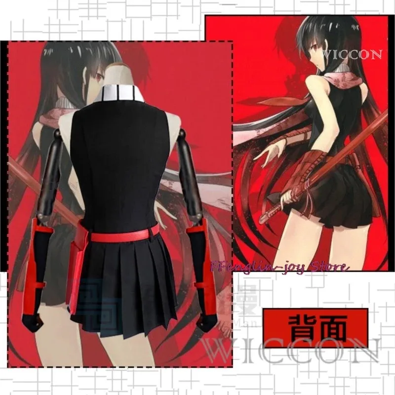 متوفر S-XXL Akame أزياء تنكرية شعر مستعار أنيمي Akame Ga KILL تأثيري مع حقيبة ملابس حفلات الهالوين للنساء الفتيات