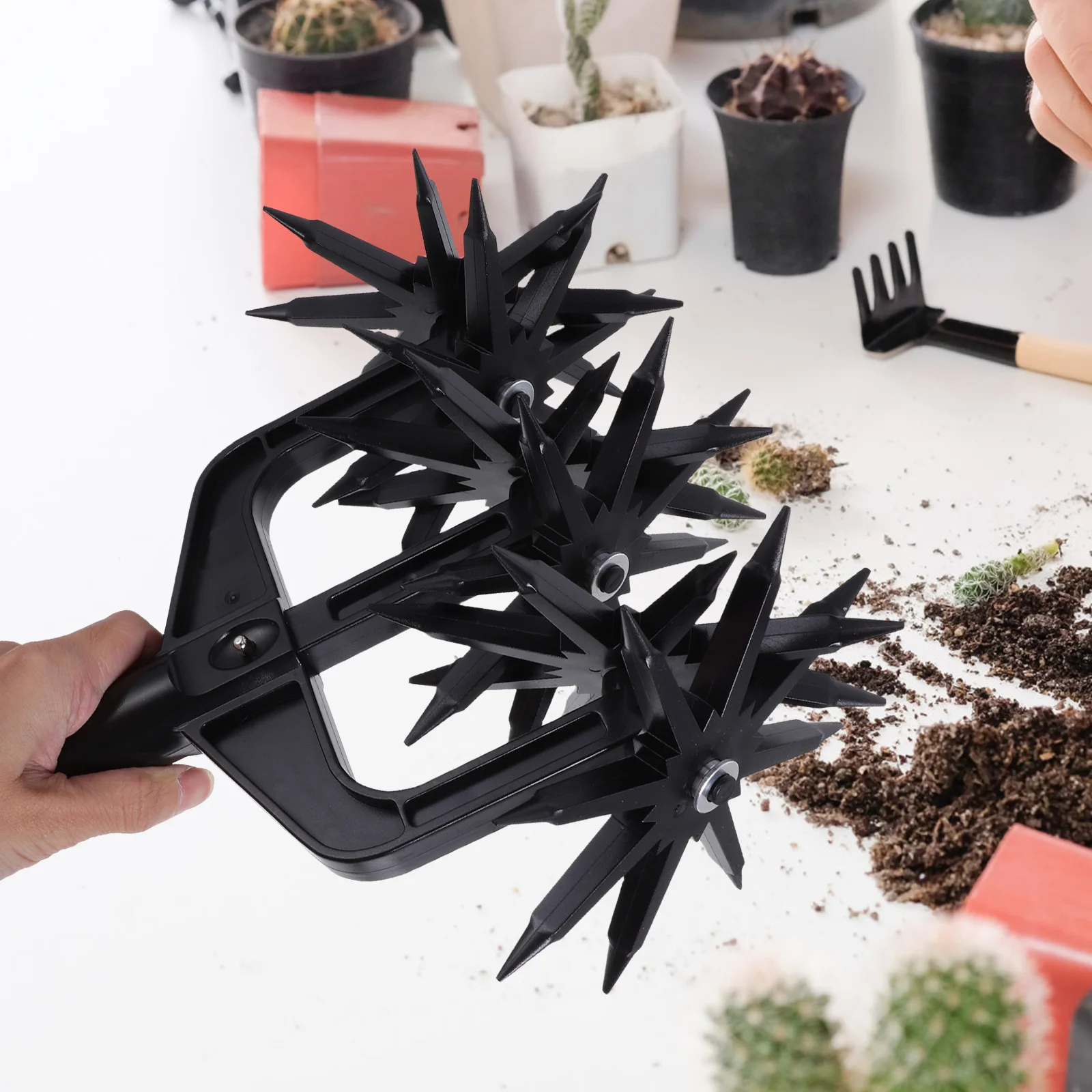 

1Set Garden Soil Scarifier Manual Rotary Cultivator Plastic Hand Held Tool Lightweight Tiller for Loosening Mixing Soil