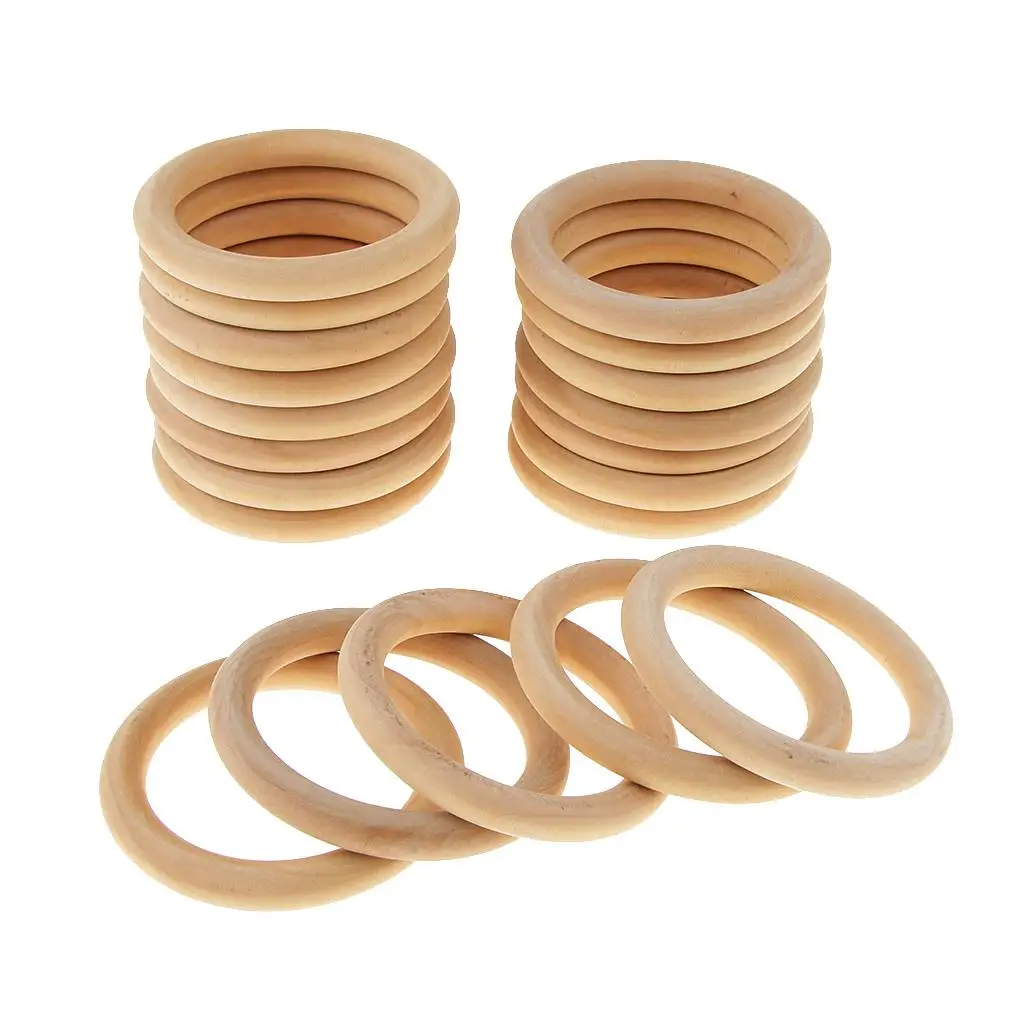 Wood DIY Jewelry Ring Unfinished Natural Craft Circles Teething Rings for Handmade Wood Gifts and Ornaments