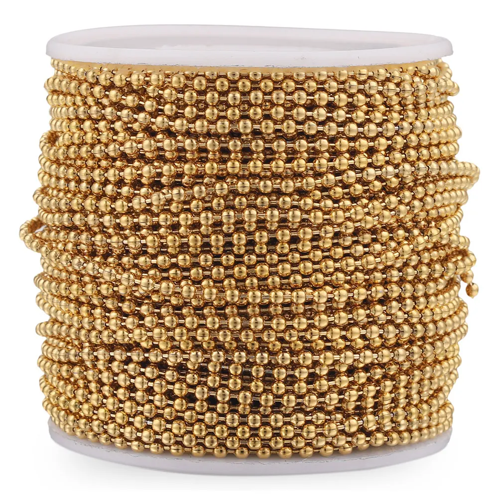 2 mt/los Edelstahl 2,4 MM Gold Perlen Kugel Ketten für Halskette Tasche Kette Schmuck Machen Liefert Groß Artikel Großhandel handwerk