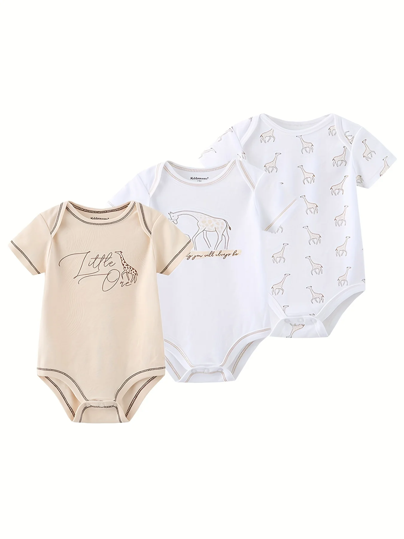 Summer 3-Piece Baby Boy Girl Bodysuits Comfy Cotton Newborn Short Sleeves Onesies Infant Clothes