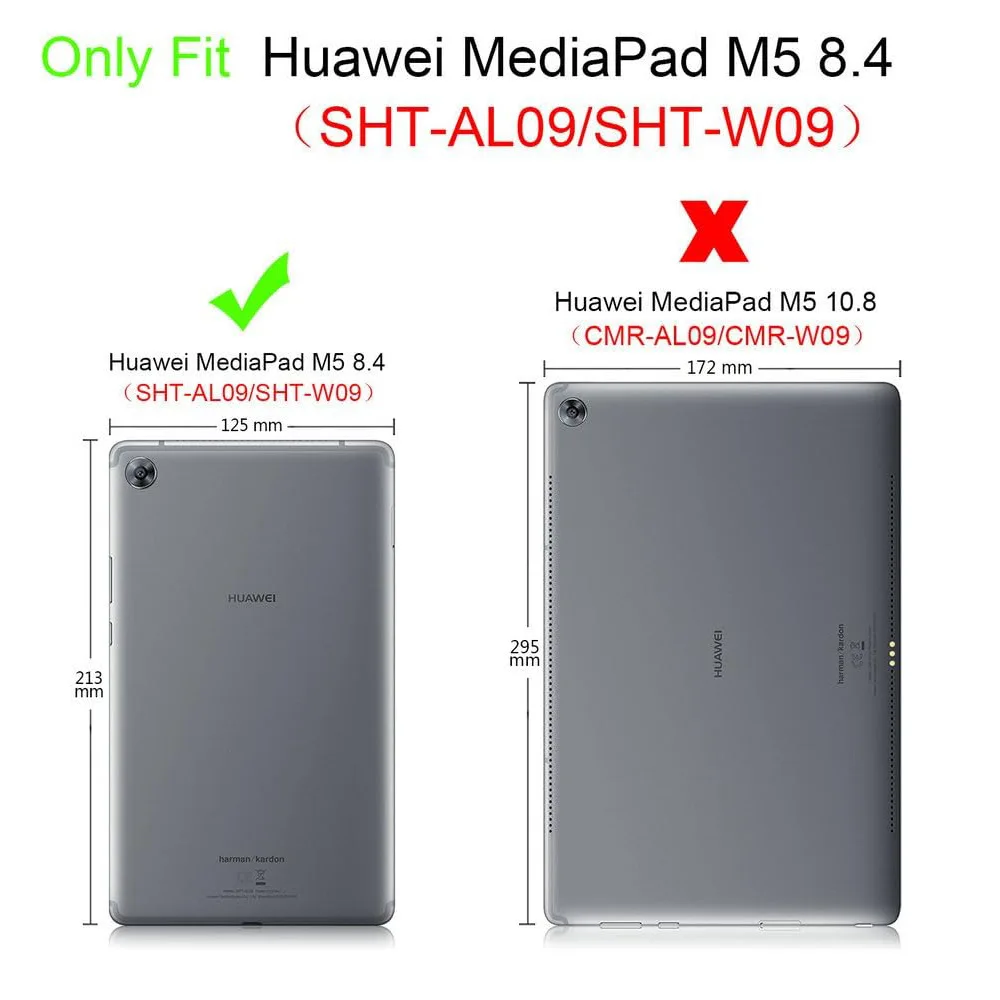 Case for Huawei M5 8.4 SHT-AL09/W09 Tablet, Tri-fold Flip Durable Leather Portable Protective Sleeve
