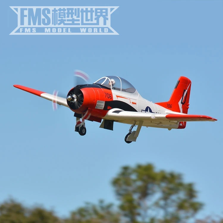 FMS remote-controlled aircraft 1400mm T28 T-28 PNP Trojan V4 6CH 1.4M large giant battle bird model aircraft with flaps LED T 28