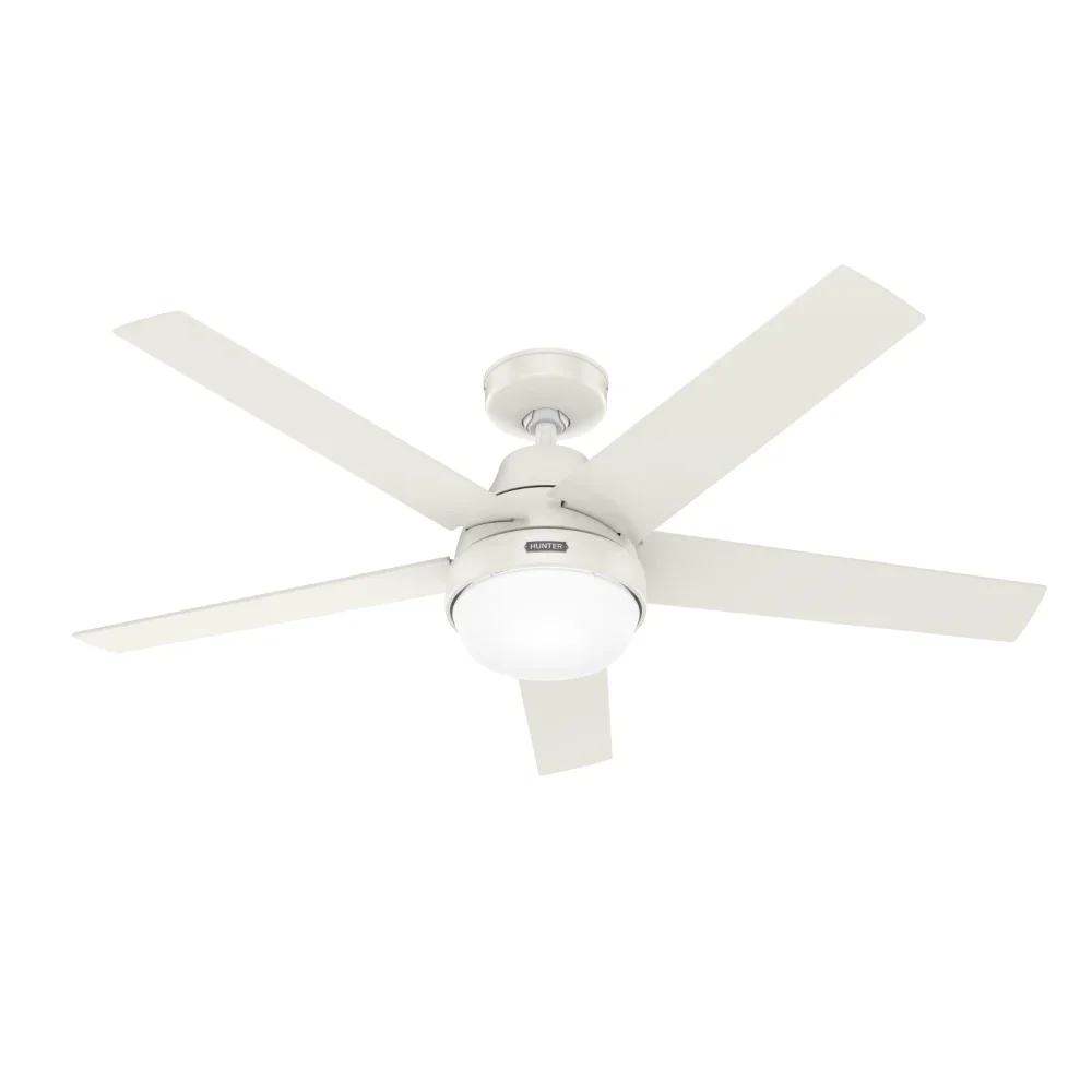 Hunter 52 inch WiFi Aerodyne Fresh White Ceiling Fan with LED Light Kit and Handheld Remote