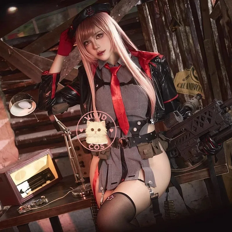 

Nikke: Богиня Победы Раби Косплей Кожаный Костюм, включая узкие чулки Полный комплект женской одежды в стиле аниме