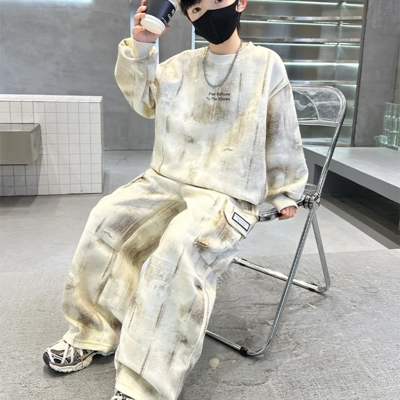 

2025 New Spring Autumn Cotton Breathable Sets Party Outfits Plus Size Childre Boys Sweatshirts +Pants Kids Suits 2PCS/Set Cotton