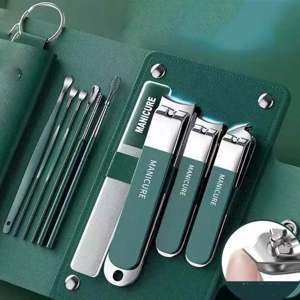 

10Pcs New Fashion Gradient Color Nail Clippers Set Household Nail Scissors Flat & Oblique Mouth Stainless Steel Nail Files