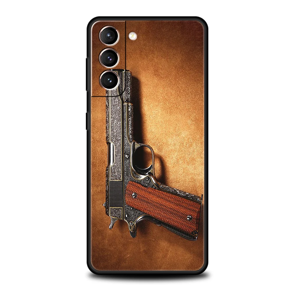 Handgun Gun BUllets Phone Case For Samsung Galaxy S24 S23 S22 S20 S21 FE Ultra S24 S23 S10 S10E S9 S8 Plus 5G Phone Cover Bags